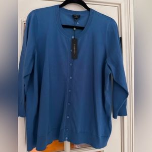 Talbots 3/4 Blue Sleeve Cardigan. NWT